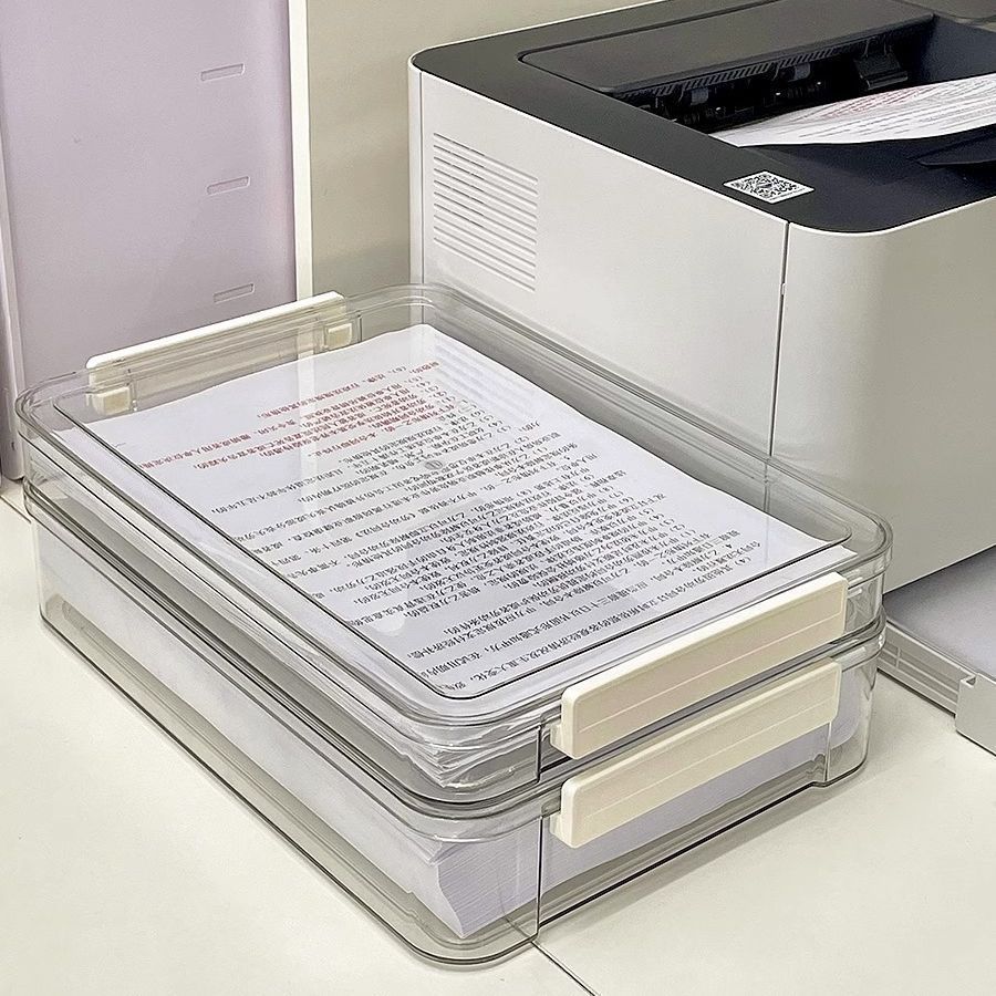 Large Capacity Transparent Plastic Document Storage Box for A4 Files, Certificates, and Papers