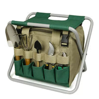 Foldable Outdoor Storage Stool with Detachable Canvas Bag for Fishing & Gardening Tools