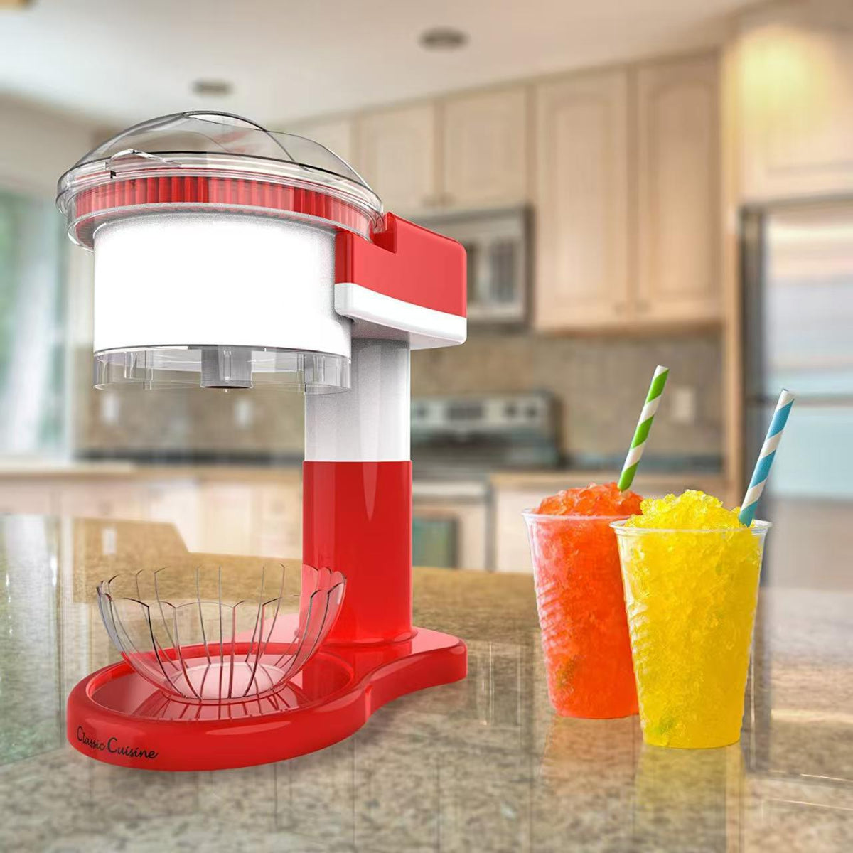 Electric Ice Shaver Machine Dual Blade Automatic Ice Crusher for Home Use