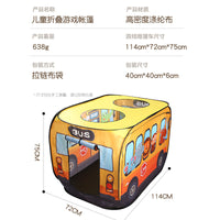 Kids Pop-Up Play Tent - Indoor/Outdoor Cartoon Bus Interactive Game House