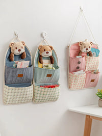 Fabric Wall Hanging Storage Bag with Multiple Pockets for Keys, Phones, and Small Items