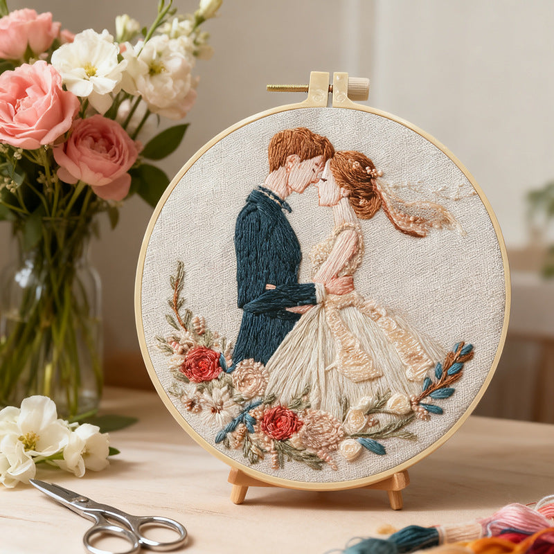 DIY Embroidery Kit Wedding Dress Floral Pattern Handcraft Material Set