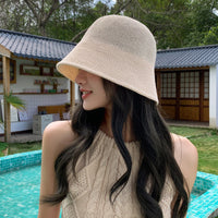 Hand-Woven Straw Bucket Hat for Women - Sun Protection & Breathable