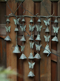 Vintage Cast Iron Wind Chime American Country Style Butterfly Bird Decorative Bell for Patio Shop Balcony
