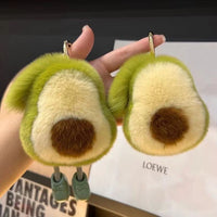 Avocado Faux Mink Rabbit Fur Car Keychain Pendant Plush Doll Bag Charm