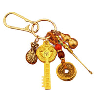 Zodiac Pixiu Fortune Keychain with Ear Spoon and Lucky Charms