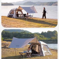 Tawa Automatic Pop-Up Tent with Tarp for Outdoor Camping, Sun Protection, and Rainproof Family Travel