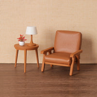 Miniature Dollhouse Nordic Style Side Table Lamp and Green Plant Set