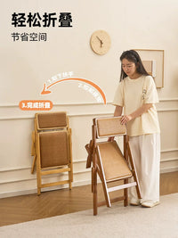 Folding Dining Chair Kitchen Bar Stool Portable Storage Chair with Backrest Soft Padded Seat Balcony Leisure Chair