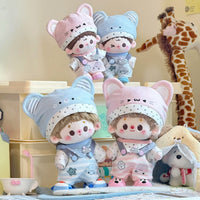 Doll Clothes Set for 10cm/20cm Cotton Dolls, Cute Sweet Outfits with Overalls and Hat