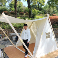 Outdoor Camping Triangle Tent for Rooftop Dining, Scenic Spots, B&B Hotpot & BBQ, Rainproof Shelter, European Simple Style