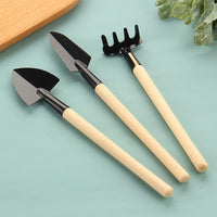 Mini Gardening Tool Set with Shovel, Spade, and Rake for Potted Plants and Succulents