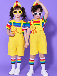 Kids' Chick Overalls Costume Set with Headpiece for Stage Performance