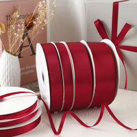 Burgundy Polyester Satin Ribbon for DIY Crafts, Gift Wrapping, and Floral Decoration