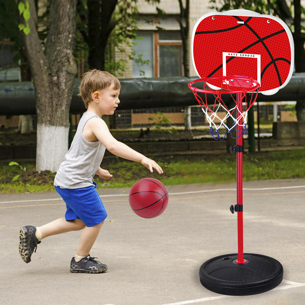 Adjustable Kids' Indoor/Outdoor Basketball Hoop Set with Stand and Ball for Toddlers & Children