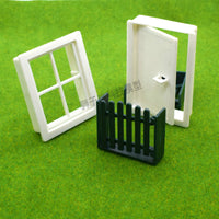 DIY Miniature House Model Plastic/Wood Doors & Windows for Sand Table Building Blocks