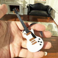 1:12 Dollhouse Miniature Guitar Model with Strap, Simulation Musical Instrument Toy for Dollhouse Decoration