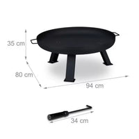 23.5-inch Portable Outdoor Fire Pit with Charcoal Grill Grate, Large Steel Modern Fire Bowl for Backyard Patio