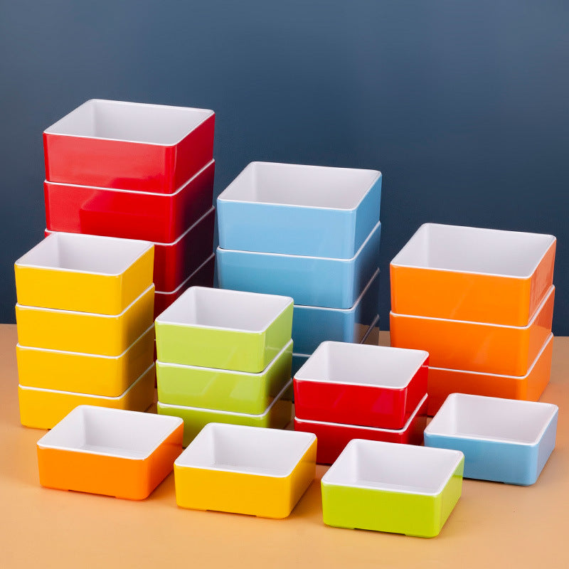 Melamine Stackable Square Serving Tray for Hot Pot Ingredients and Fruit