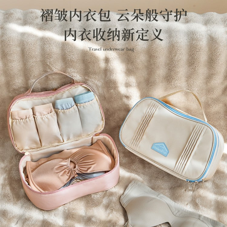 Travel Underwear Organizer Bag with Dry/Wet Compartment for Bras, Panties, and Lingerie