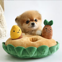 Interactive Sweet Potato Snuffle Toy for Dogs - Squeaky Plush Food Hiding Puzzle