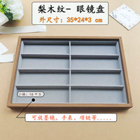 Large Pear Wood Grain Flannel Jewelry Display Tray for Glasses, Bracelets, Necklaces, Rings, and Earrings