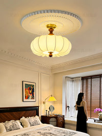 French Vintage Fabric Ceiling Lamp for Living Room Bedroom Study