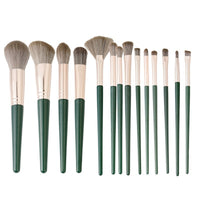14-Piece Green Cloud Makeup Brush Set with Ultra-Soft Bristles for Beginners