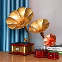 Vintage Phonograph Ornament Retro Shanghai Style Antique Record Player Model for Shop Decor