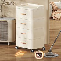 Multi-Layer Drawer Storage Cabinet with Wheels for Bedroom and Nursery, Cream Color