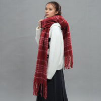 Plaid Wool Blend Tassel Scarf for Winter, Korean Style Mohair Warm Neck Wrap for Men and Women