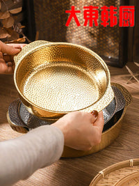 Stainless Steel Hammered Hot Pot with Double Handles, Induction Cooker Compatible