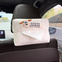 Cartoon Fabric Car Tissue Holder for Armrest Box, Seat Back and Sun Visor