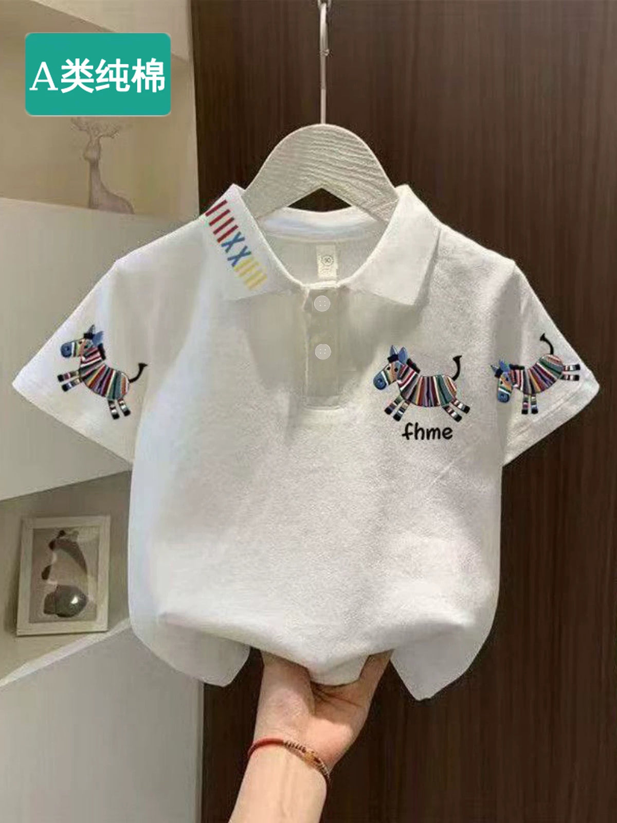Kids' 100% Cotton Cartoon Polo T-Shirt for Boys, Short Sleeve Summer Top