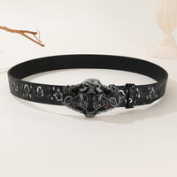 Men's Genuine Leather Belt with Designer Buckle for Motorcycle Riders
