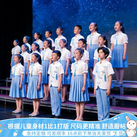 Girls' Chinese Style Blue Performance Dress for Choir, Speech, and Pageants