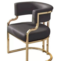 Hair Salon Styling Chair with Gold Plated Base, PU Leather Swivel Recliner for Barber Shops
