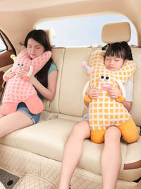 Car Seat Travel Pillow for Kids, Neck Support Cushion for Long Trips, Cute Animal Design
