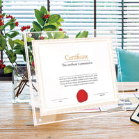 Acrylic Clear Photo Frame with Metal Stand for Certificates and Pictures