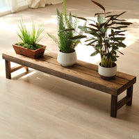 Carbonized Wood Tiered Plant Stand Outdoor Garden Patio Bench