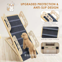 Wooden Pet Dog Ramp with Guardrail Adjustable Dog Sofa Ladder Foldable Portable Pet Non-slip Ramp Stairs