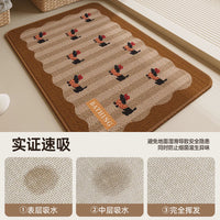Absorbent Non-Slip Bathroom Mat with Woven Texture for Toilet and Shower