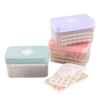 Press-Type Ice Cube Tray with Lid, Food-Grade Square Ice Maker and Storage Box for Freezer