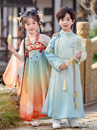Kids' Hanfu Tang Suit for Boys and Girls, Traditional Chinese Ancient Costume for Performances