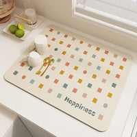 Diatomaceous Earth Kitchen Countertop Drying Mat, Non-Slip Absorbent Dish Drainer Pad for Tableware