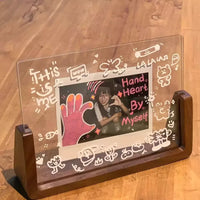 DIY Acrylic Photo Frame with Wooden Base for Instant Prints & Desk Display