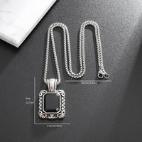 Square Black Gemstone Pendant Necklace for Women, Eco-Friendly Alloy, Fashionable Light Luxury Design