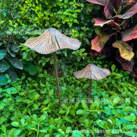 Vintage Brown Mushroom Garden Stakes for Outdoor Planters & Potted Plants