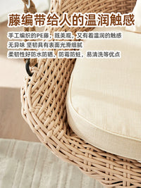 Indoor Rattan Woven Double Swing Chair with Stand, Hanging Basket Hammock for Balcony Patio