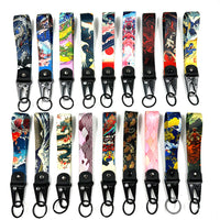 Japanese Ukiyo-e Wave Landscape Digital Print Keychain with Lobster Clasp for Bags